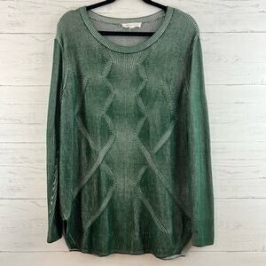 Vince Camuto Green Ribbed Long Sleeve Sweater Size L
